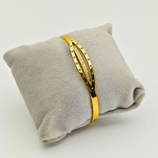 Golden Glamour: Dual - Layered 18K Gold Plated Anti - Tarnish Bangle with CZ Accents RGB203 - The Soul Jewellery