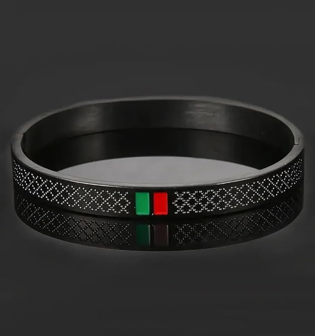 Urban Edge Aura 27™ Men’s Black Textured Bracelet – Premium Stainless Steel Anti - Tarnish Kada - The Soul Jewellery
