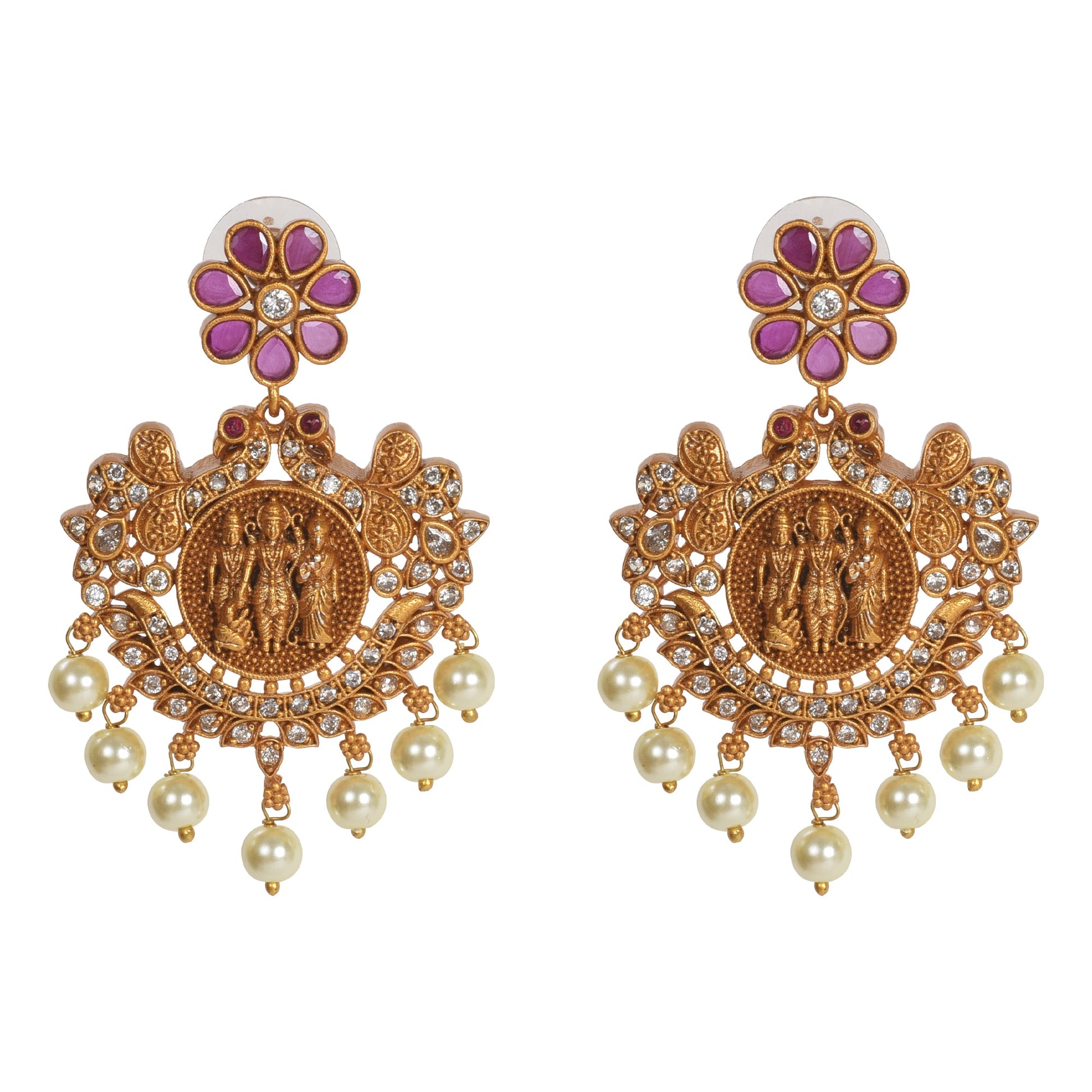 Siya Ram Antique Gold Plated Short Necklace Set with Ram Sita Coin Design - The Soul Jewellery