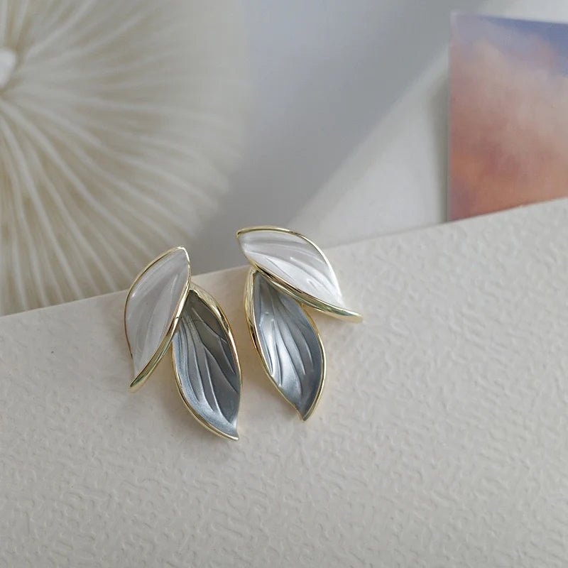 Venus Petal Aura 6™ Gold Leaf Enamel Stud Earrings for Women – Demi-Fine AntiTarnish Luxury Earrings - The Soul Jewellery