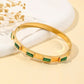 18K Gold Plated Anti - Tarnish Emerald Green Stone Bangle – Elegant Openable Daily Wear Bracelet - The Soul Jewellery