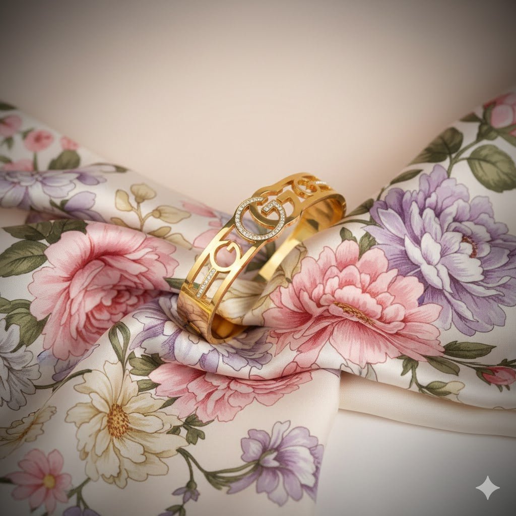 Crystal Gucci-Inspired Demi-Fine Gold-Plated Bracelet | Stainless Steel Ant tarnish Bangle for Women - The Soul Jewellery