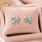 Sky Blue Bow Stud Earrings for Women – Gold-Tone Enamel Ribbon Earrings | Cute Minimal Everyday Stud - Soul Jewellery