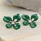 Aurelia EmeraldBloom Luxe Demi - Fine Anti - Tarnish Enamel Floral Stud Earrings - The Soul Jewellery
