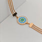 Elegant Rose Gold Plated Anti - Tarnish Bracelet with Blue Enamel Evil Eye Charm and Crystal Accents - The Soul Jewellery