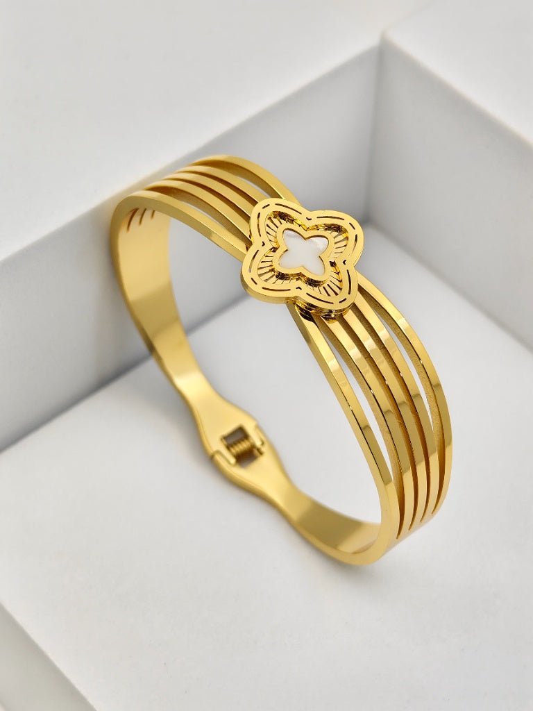 AURÉLIA AMORE LUXE Demi-Fine CZ Enamel Gold Kada Anti - tarnish Bracelet for Men & Women - The Soul Jewellery