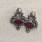 Antique Silver Replica Earrings with Red Stone | Festive Ethnic Jewellery for Women – Limited Time Offer - The Soul Jewellery