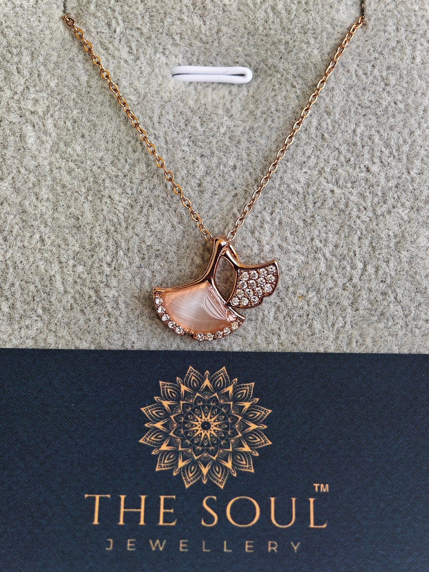 18K Rose Gold Plated Anti Tarnish CZ Studded Pendant Necklace RGCP123 - The Soul Jewellery