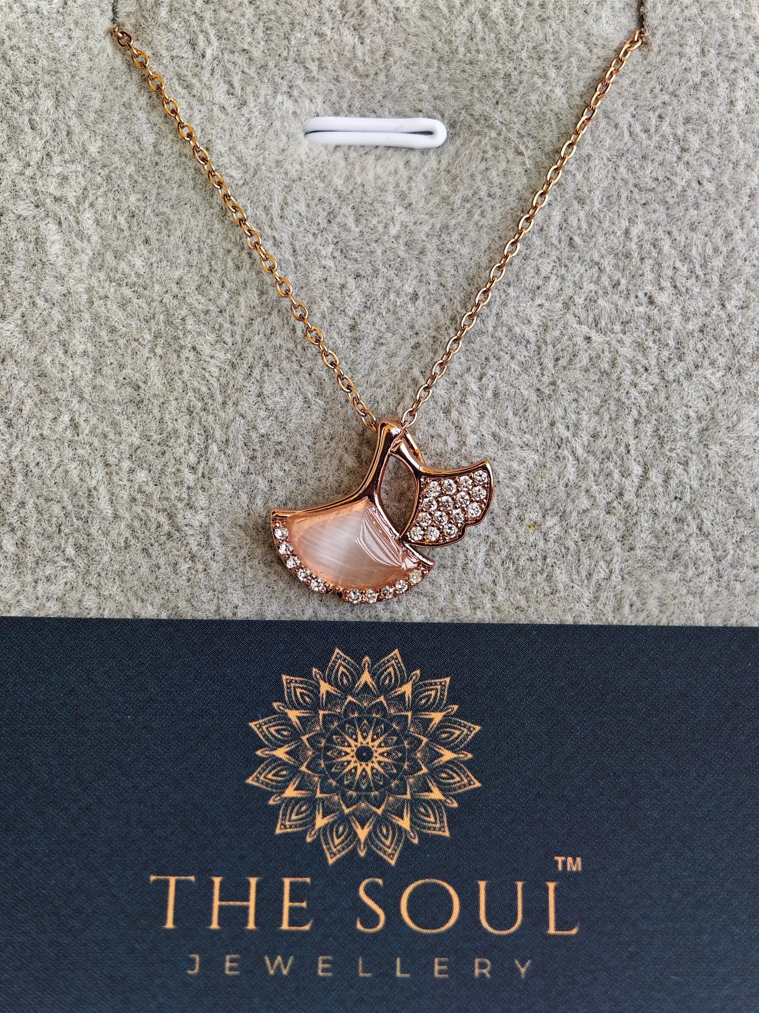 18K Rose Gold Plated Anti Tarnish CZ Studded Pendant Necklace RGCP123 - The Soul Jewellery