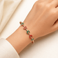 Luxury Gold-Tone Multicolor Alphabet Charm Bracelet for Women – Red & Green Enamel Letter Cable Bracelet - Soul Jewellery
