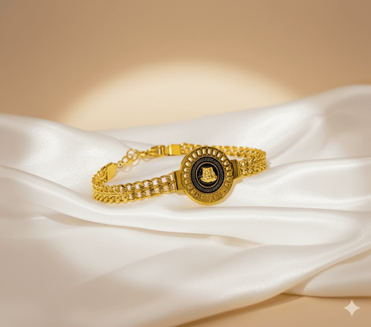 Versace-Inspired Double Chain Bracelet – Gold-Plated Medusa Style Statement Bracelet for Men & Women - The Soul Jewellery