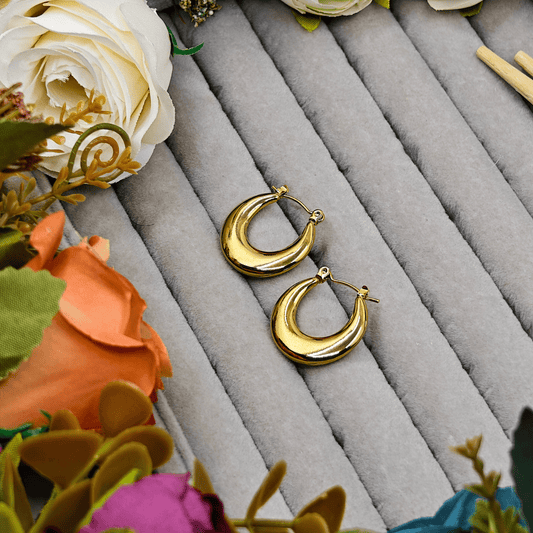 18 K Gold Plated Anti Tarnish Textured Round Hoops Earring ATER161 - The Soul Jewellery