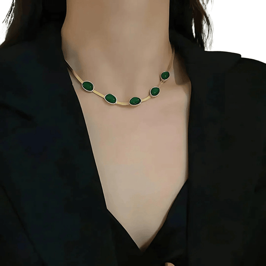 Luxury 18K Gold Plated Anti - Tarnish Oval Green Crystal Pendant Necklace – Elegant & Timeless Design ATCP175 - The Soul Jewellery