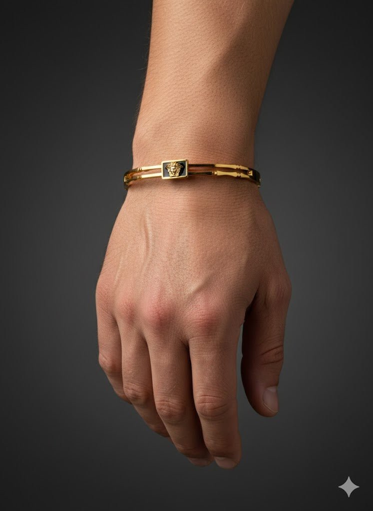 AURÉLIA MEDUSA AMORE: Versace-inspired Demi-Fine Bangle - Every day Wear Bracelet for Men and Women - The Soul Jewellery