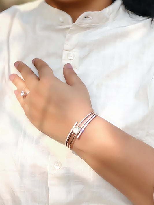 18K Rose Gold Plated Premium watch Style Anti Tarnish Openable Bangle RGB171 - The Soul Jewellery