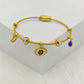 Gold - Plated Evil Eye Charm Bracelet – Anti - Tarnish Stainless Steel Bangle with CZ Accents RGB430 - The Soul Jewellery