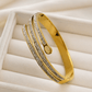 Stunning 18K Gold Plated Triple Row Bangle with Sparkling Crystal Accents Bracelet for Women - The Soul Jewellery