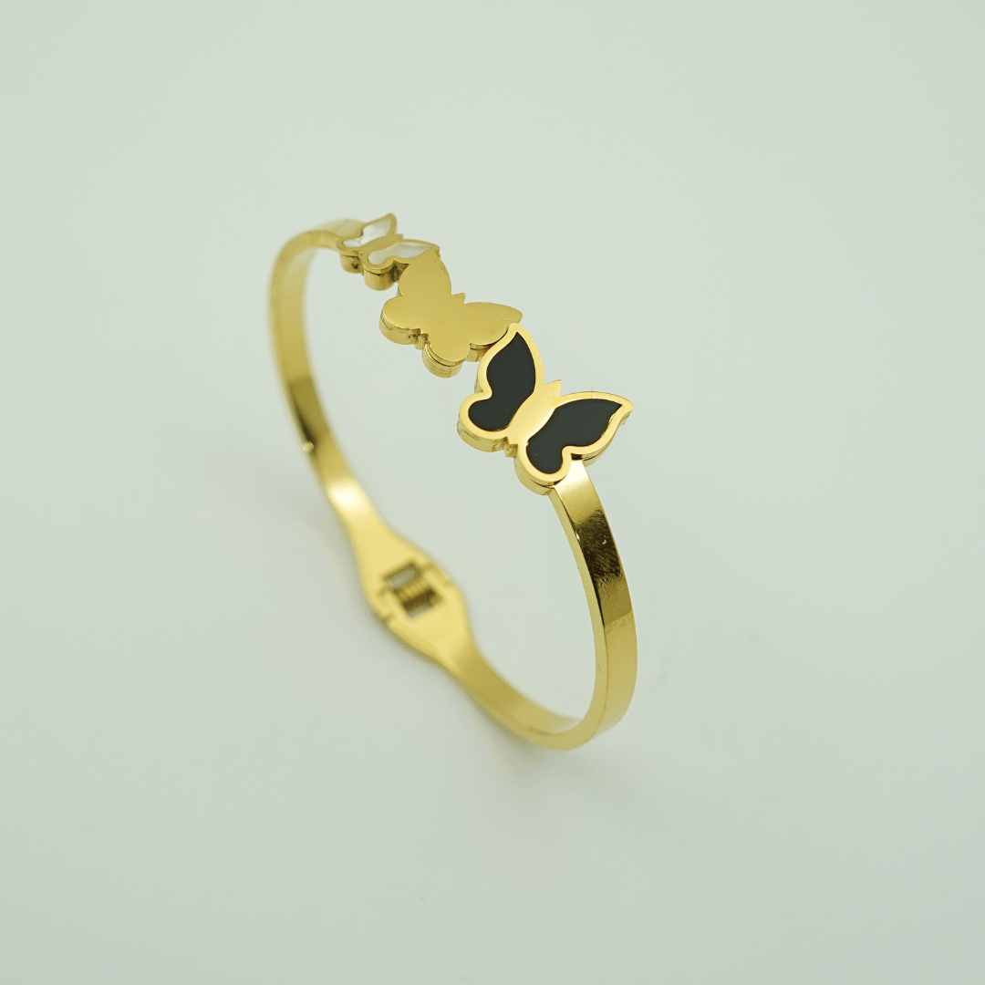 Luxury 18K Gold Plated Anti - Tarnish Bangle with Elegant Butterfly Design RGB366 - The Soul Jewellery
