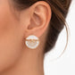Rose Gold Geometric Mother of Pearl & CZ Stud Earrings for Women – Sparkling Demi Fine Earrings - Soul Jewellery