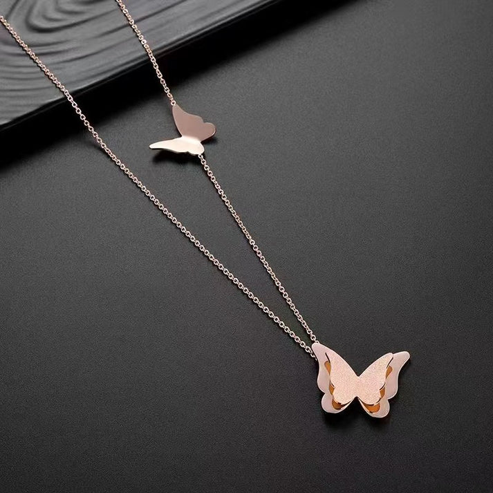 Elegant Rose Gold Plated Butterfly Pendant Necklace for Women – Anti - Tarnish Daily Wear Chain ATCP182 - The Soul Jewellery