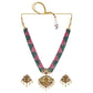 Padmavati Antique Matte Gold Plated Short Necklace Set with Devi Laxmi Motif - The Soul Jewellery