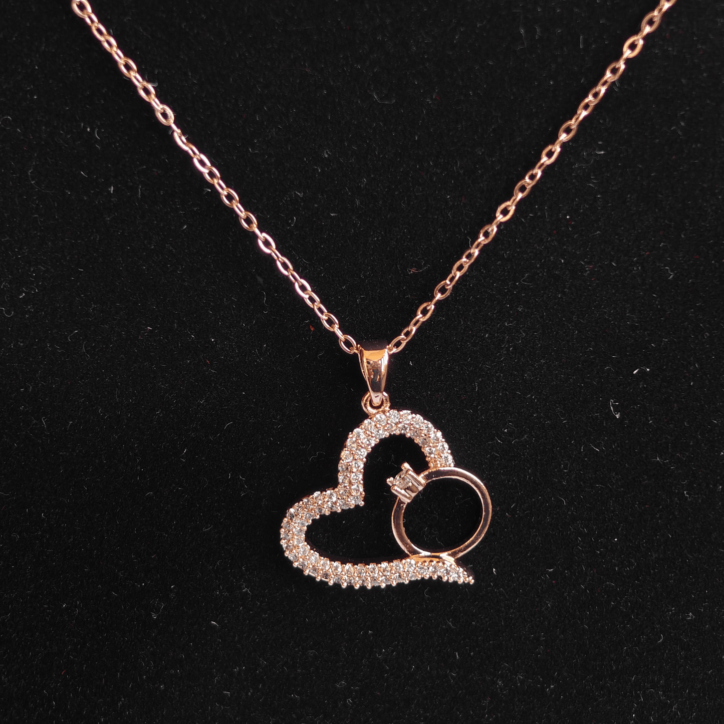 Ring Heart 18K Rose Gold Plated Anti Tarnish Pendant Necklace Rose Gold RGCP139 - The Soul Jewellery