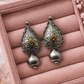 Antique Dual Tone Floral Drop Earrings for Women | Oxidized Silver & Gold Ethnic Earrings - The Soul Jewellery