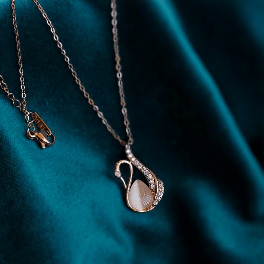 18K Rose Gold Plated Sweet Swan Anti Tarnish Chain Pendant Necklace RGCP151 - The Soul Jewellery