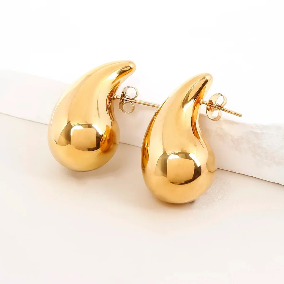 Gold - Plated Teardrop Earrings – Anti - Tarnish, Demi Fine Timeless Shine Stud earrings for Women - The Soul Jewellery