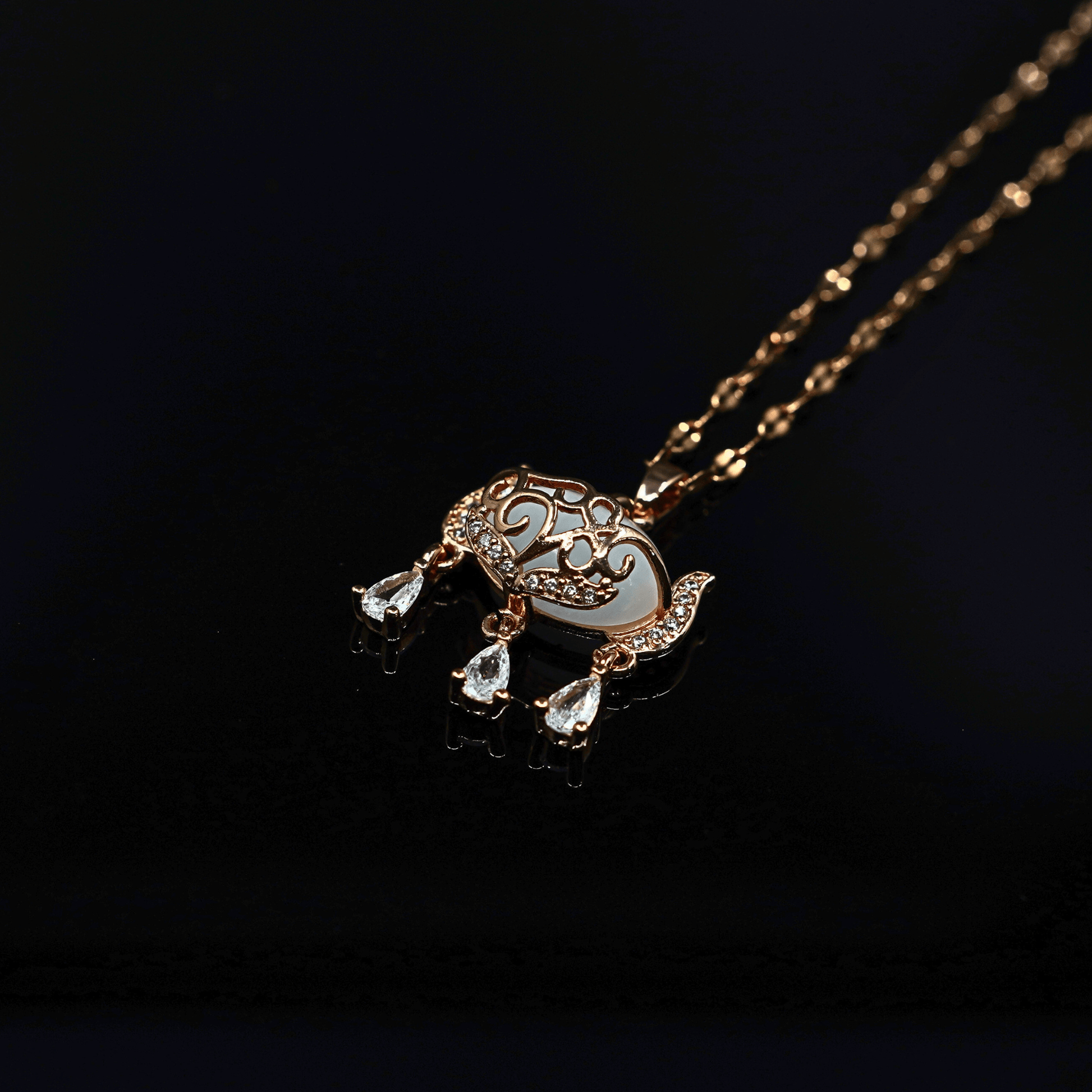 Enchanting Elegance: 18K Gold - Plated White Stone Necklace with CZ - Studded Pendant ATCP102 - The Soul Jewellery