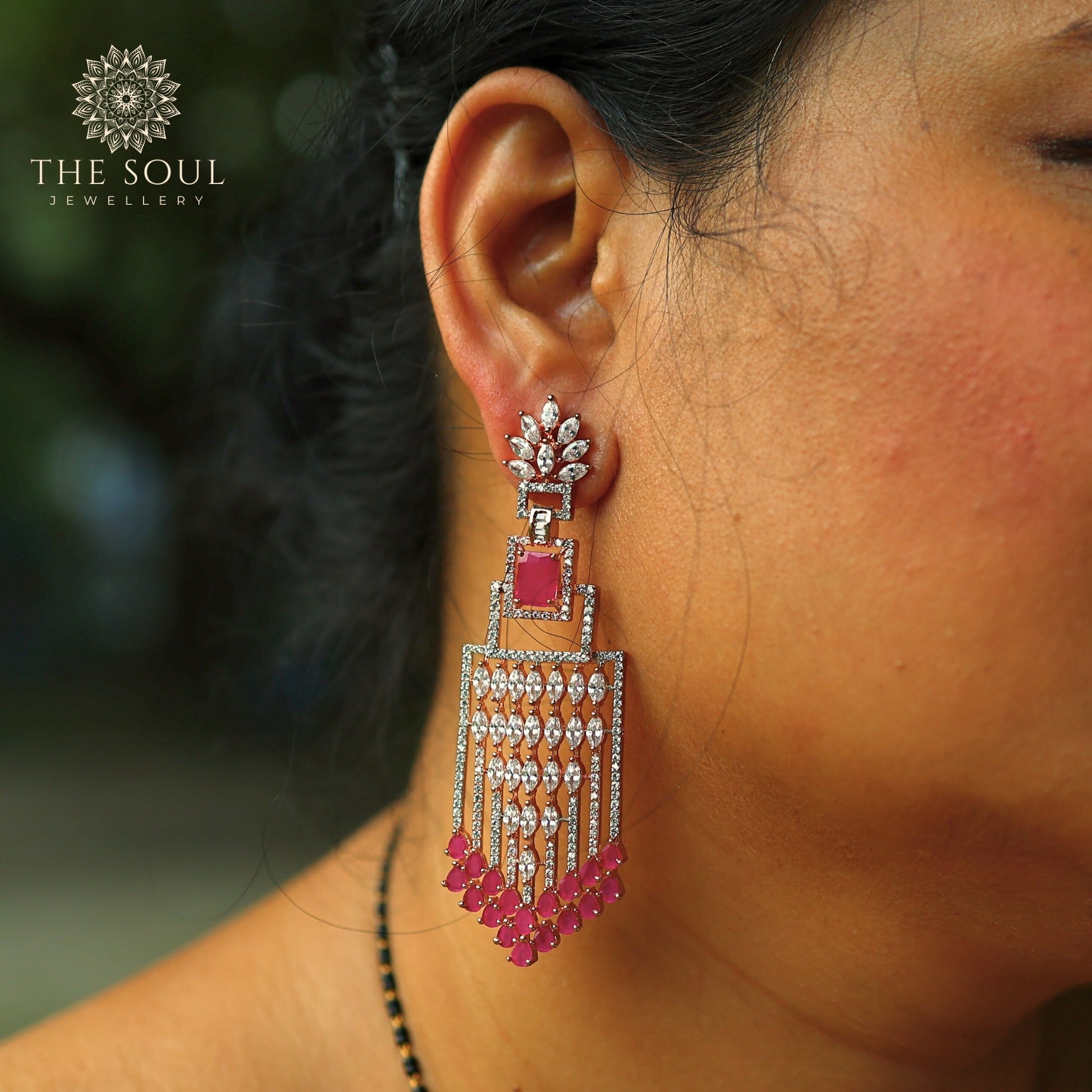 Lily AD Dangle Earring with Floral design - The Soul Jewellery