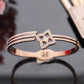 Luxury Rose Gold Clover Bangle Bracelet with CZ Accents | Anti - Tarnish Elegant Bracelet for Women - The Soul Jewellery