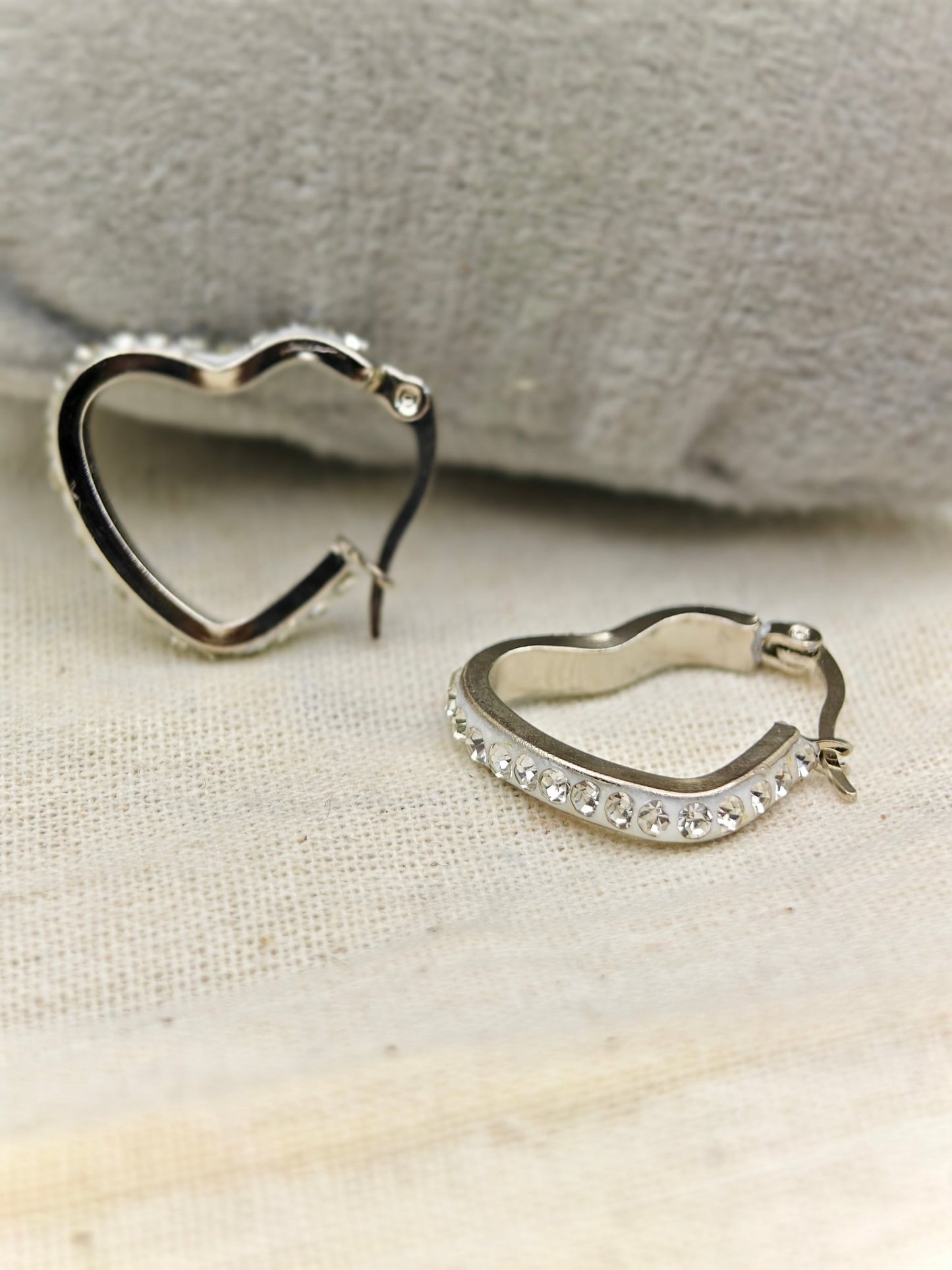 Aurelia SilverHeart Luxe Demi - Fine Anti - Tarnish Crystal Hoop Earrings - Daily wear Hoops - The Soul Jewellery