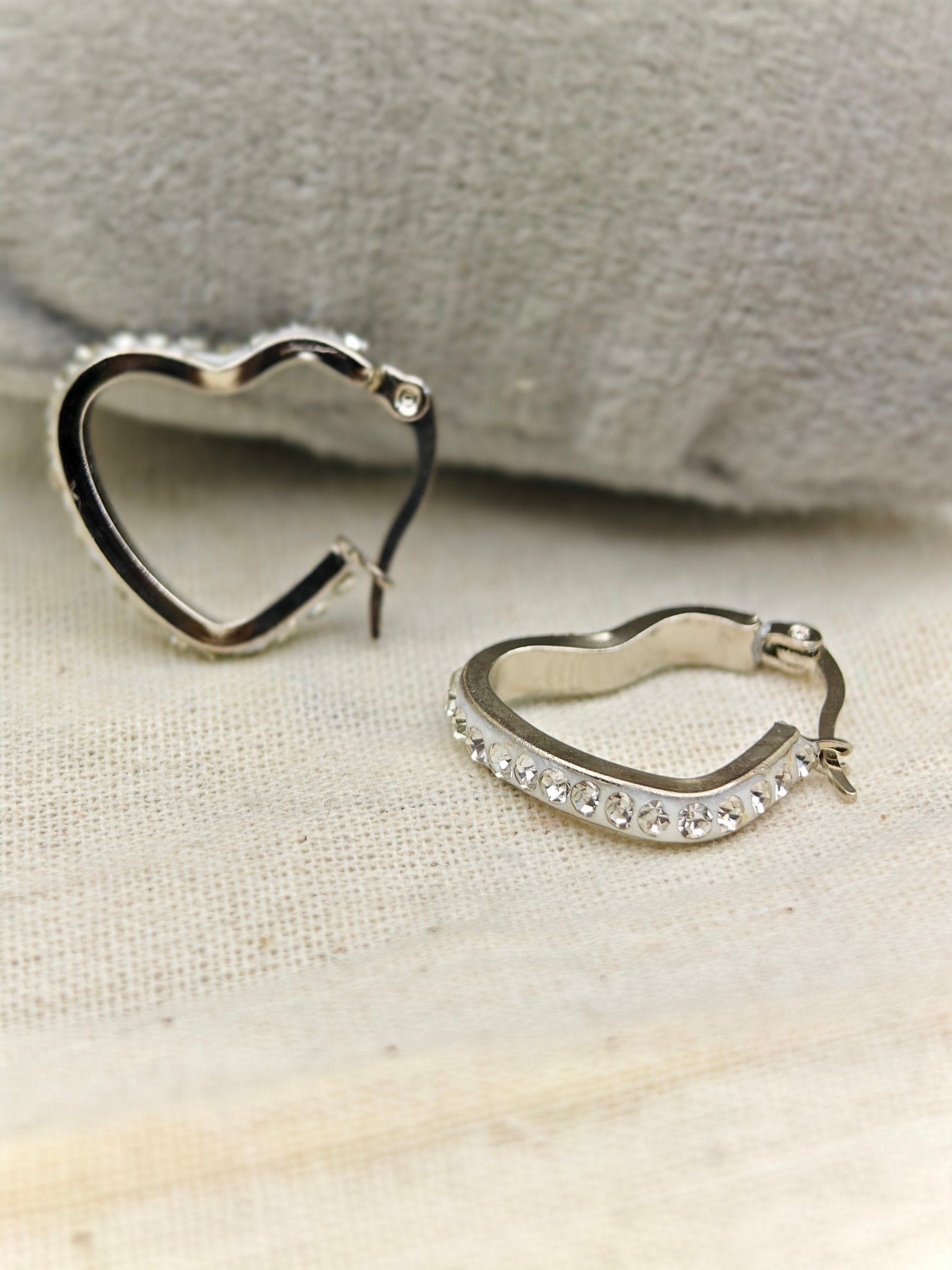 Aurelia SilverHeart Luxe Demi - Fine Anti - Tarnish Crystal Hoop Earrings - Daily wear Hoops - The Soul Jewellery