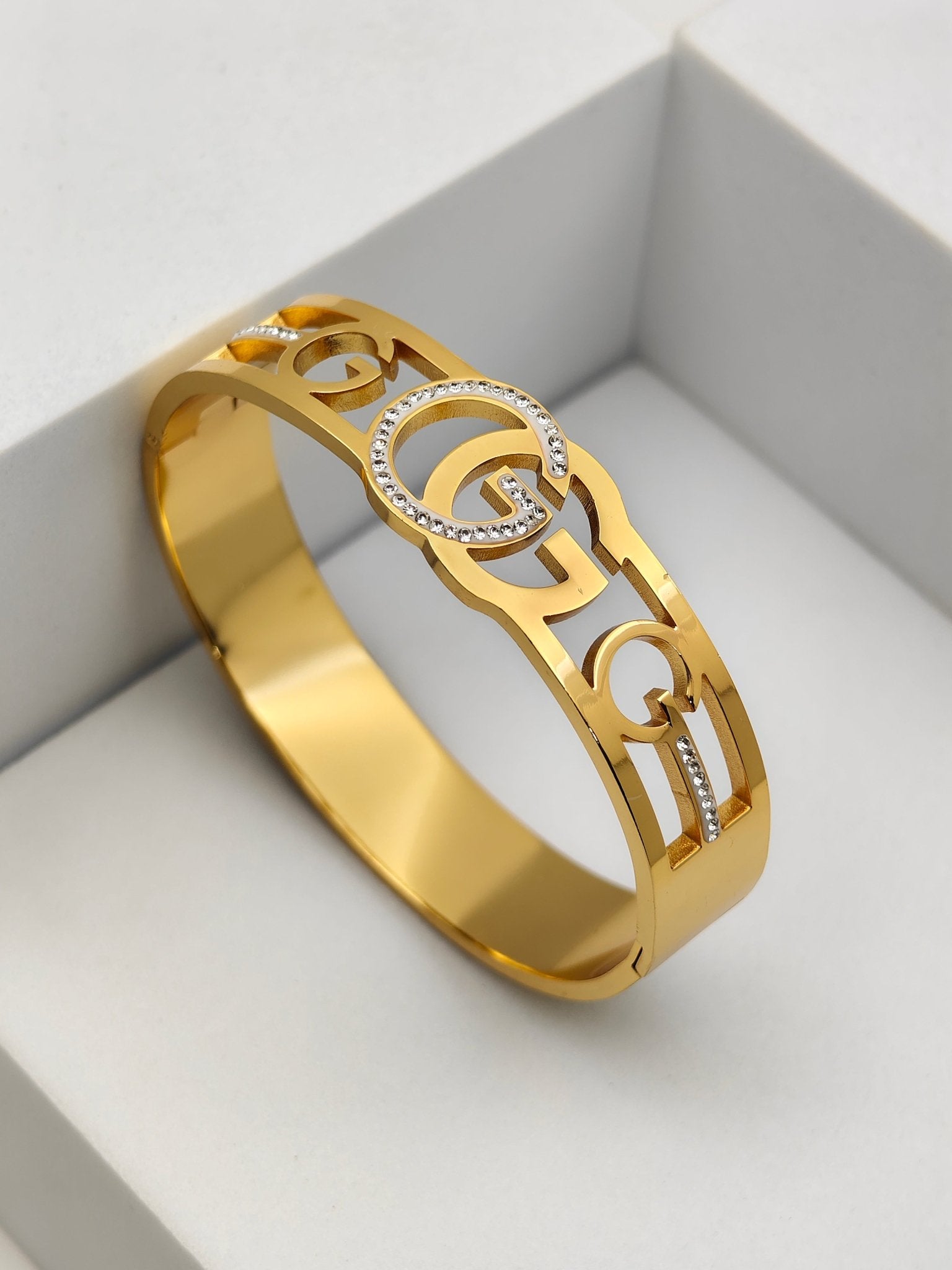 Crystal Gucci - Inspired Demi - Fine Gold - Plated Bracelet | Stainless Steel Ant tarnish Bangle for Women - The Soul Jewellery