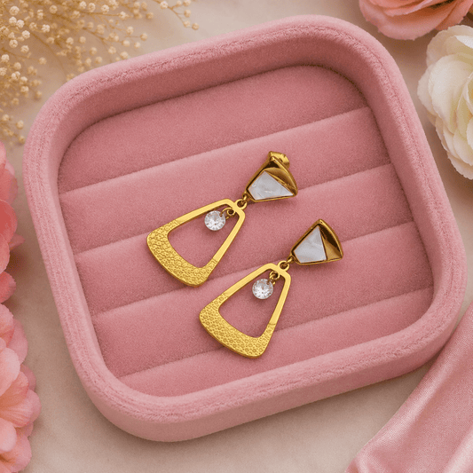 18 K Gold Plated Demi Fine Anti Tarnish MOP Studded Drop & Dangle Earrings for Women - The Soul Jewellery