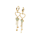 Sparkling Heart Dangle Earrings with Chain Accents – 18K Gold Plated, Anti - Tarnish Finish ATER206 - The Soul Jewellery