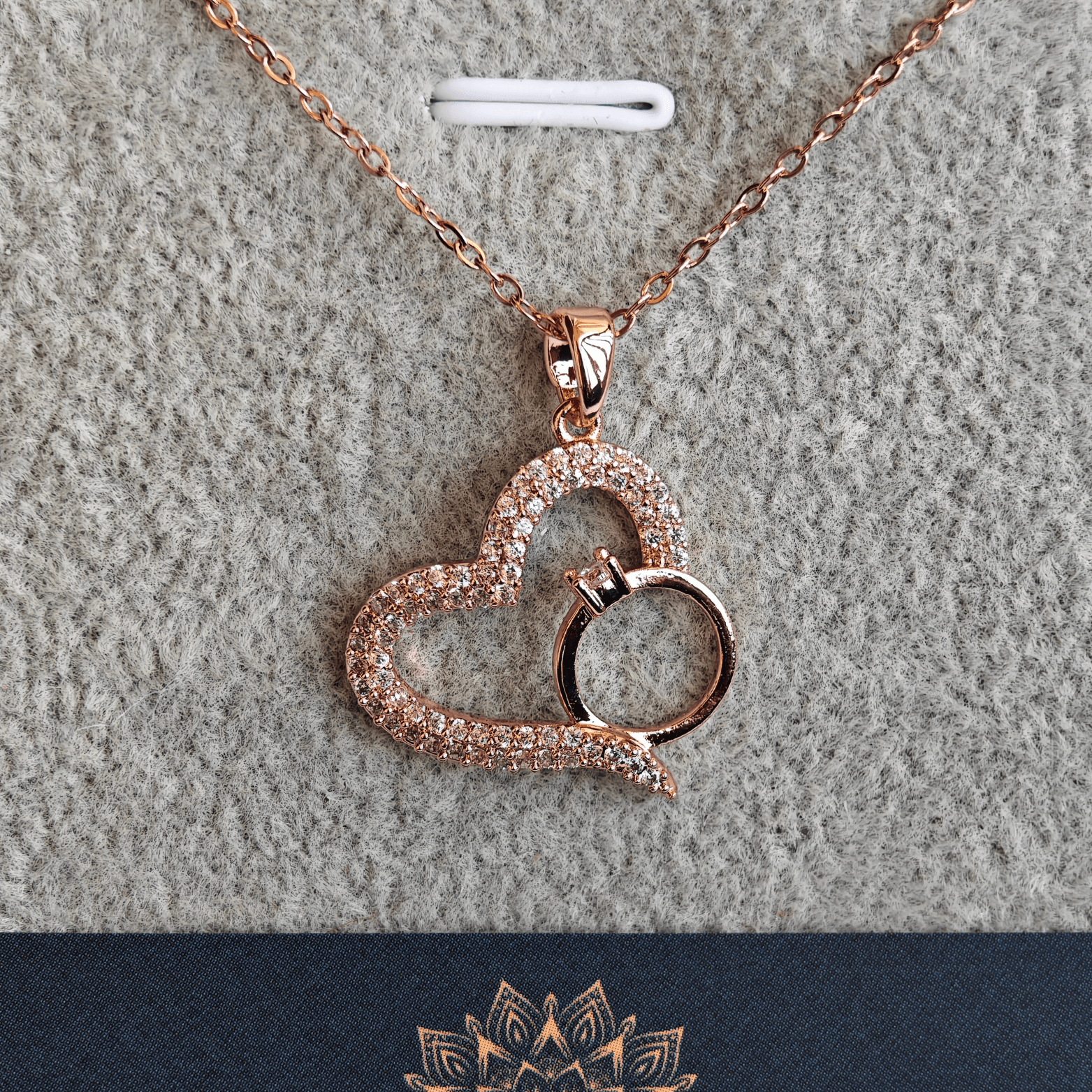 Ring Heart 18K Rose Gold Plated Anti Tarnish Pendant Necklace Rose Gold RGCP139 - The Soul Jewellery