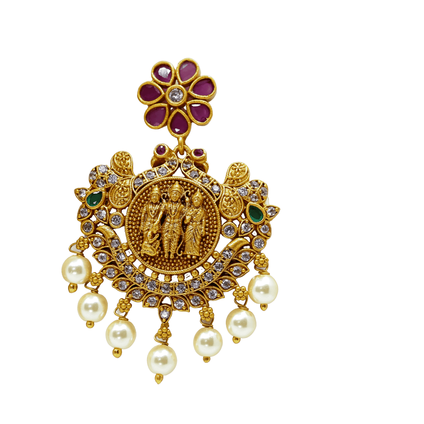 Mythily Antique Gold Plated Short Necklace Set with Ram Sita Coin Design - The Soul Jewellery