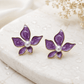 Purple Floral Pearl Stud Earrings for Women – Gold-Tone Enamel Flower Earrings - Soul Jewellery
