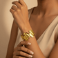 Aurelia 3 TrinityLeaf Prosperity Aura Demi - Fine Anti - Tarnish Gold Cuff Bracelet for Women - The Soul Jewellery