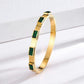 18K Gold Plated Anti - Tarnish Emerald Green Stone Bangle – Elegant Openable Daily Wear Bracelet - The Soul Jewellery