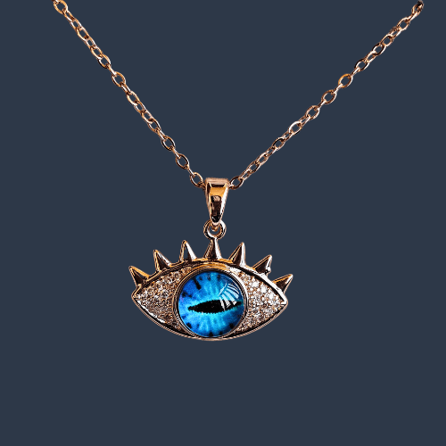 18K Rose Gold Plated Evil Eye Anti Tarnish Chain Pendant Necklace RGCP130 - The Soul Jewellery