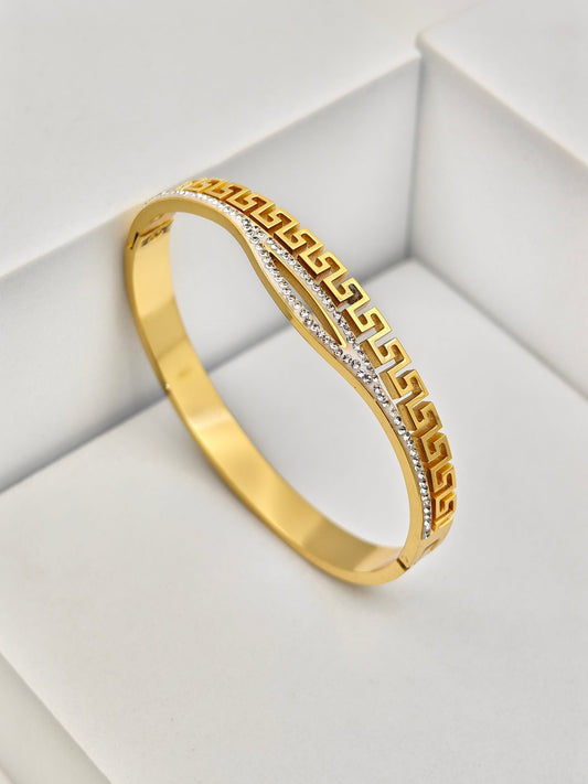 AURÉLIA AMORE LUXE 6™ Greca Radiance CZ Demi - Fine Bracelet Kada - The Soul Jewellery
