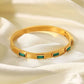18K Gold Plated Anti - Tarnish Emerald Green Stone Bangle – Elegant Openable Daily Wear Bracelet - The Soul Jewellery