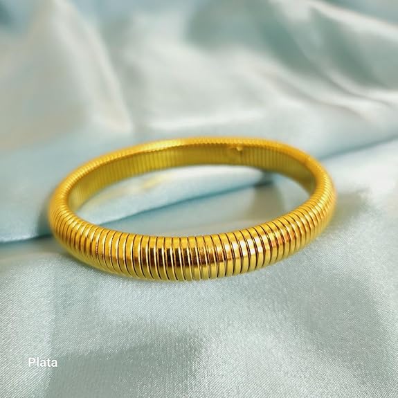 18K Gold Plated Stretch Flex Snake Chain Bracelet – Elegant & Durable Expandable Bangle RGB408 - The Soul Jewellery