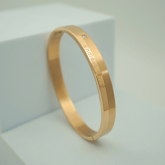 Luxury 18K Rose Gold Plated Anti - Tarnish "Endless Love" Bangle with Diamond Accent – Elegant Openable Design RGB311 - The Soul Jewellery