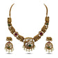 Vinayaki Antique Matte Gold Plated Short Necklace Set - The Soul Jewellery