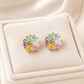 Multicolor Crystal Geometric Stud Earrings for Women | Gold-Tone Rainbow Gemstone Earrings - Soul Jewellery