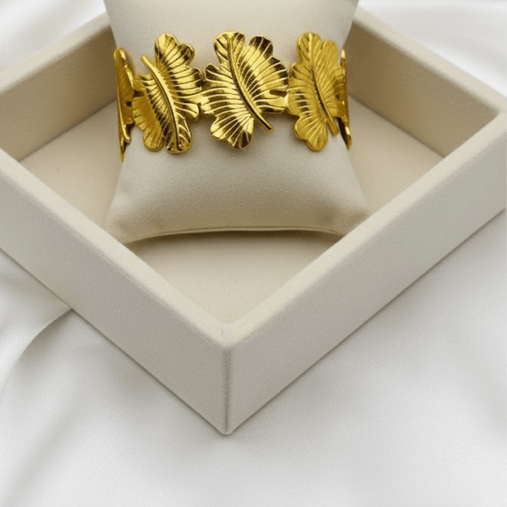 Aurelia 3 TrinityLeaf Prosperity Aura Demi - Fine Anti - Tarnish Gold Cuff Bracelet for Women - The Soul Jewellery
